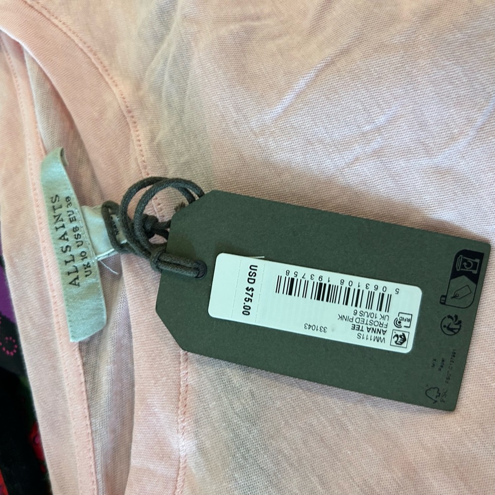AllSaints Pink T-Shirt Sz US 6 Bubblegum pink